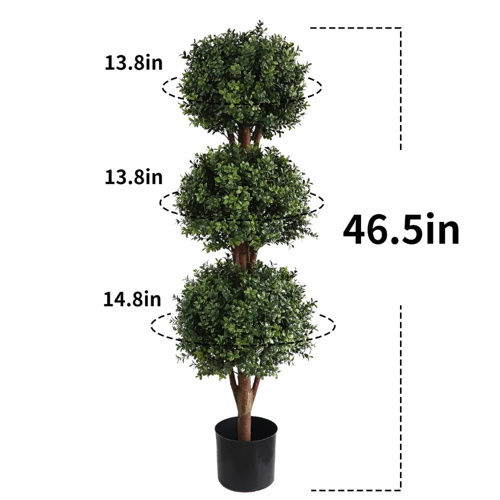 56in(4.6ft) Artificial Topiary Triple Ball Boxwood Tree